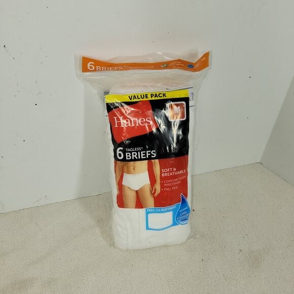 Vintage Hanes Briefs Medium Mens White 6 Pack Tagless Underwear - Picture 2 of 4